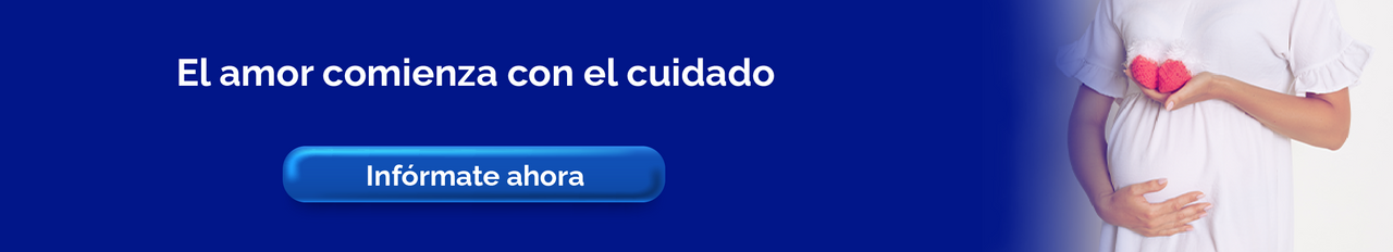 Banner de una chica embarazada sosteniendo un corazón 